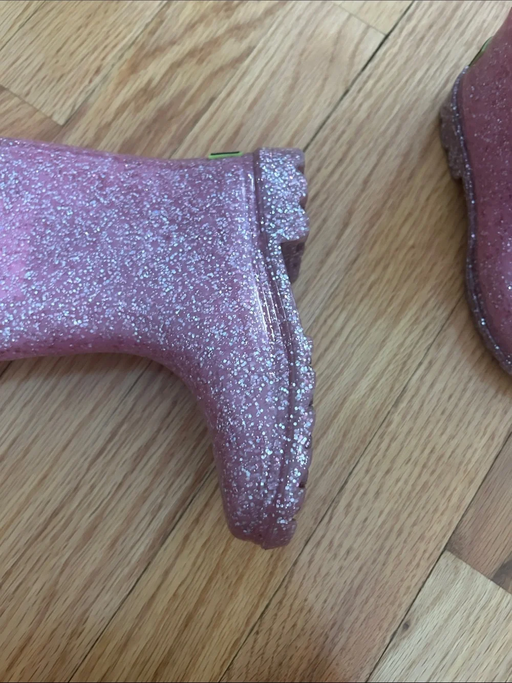 Western Chief Sparkly Pink Glitter Kids Rain Boots with Heart Handles Sz 9